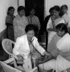 Dr. Mary George examining women prisoners in Tumkur District Prison and Miss Shantha Kumari assisting.