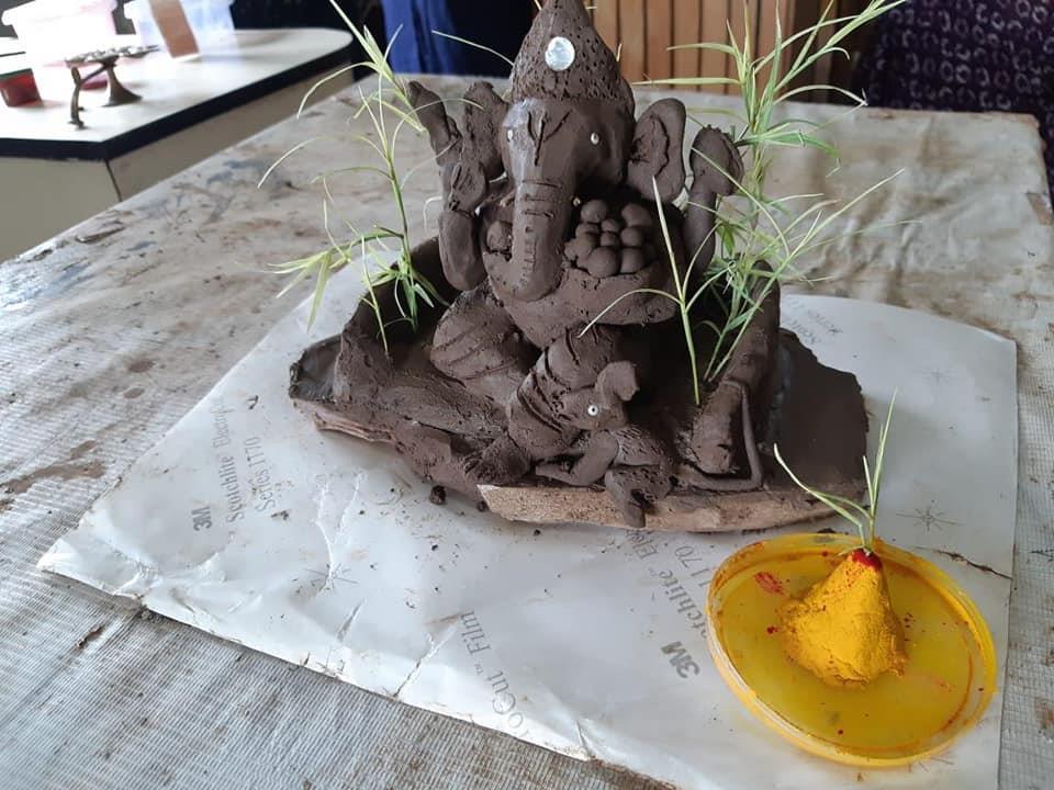 We, as an institution are extremely conscious of our environment and are aware of the damage the POP murtis (idols) do to the eco-system, marine life, etc.
