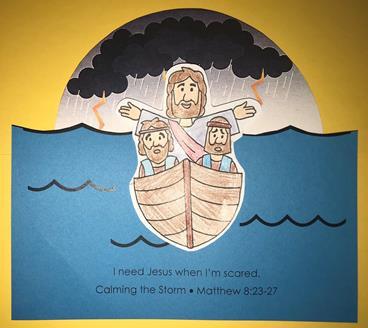 home! Make it Stick craft Jesus calms the storm WHAT YOU DO: 1. Write child s name on the blue water. 2.