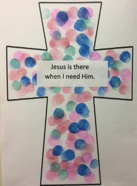 CRAFT WEEK 3 Bottom Line Cross What you need: Cross Sheet, Bottom Line Labels, Markers, Stamp Pads, Dot Markers, Crayons, Paint What you do: Remind the children of our bottom line, Jesus is there