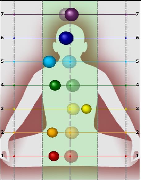 As mentioned previously, through the emissions from the fingertips, the team at Psy-Tek Labs can map out a subject s chakras (Figure 6) and any corresponding effects from using an EMF device (i.e. cell phone) and/or a subtle energy device (i.