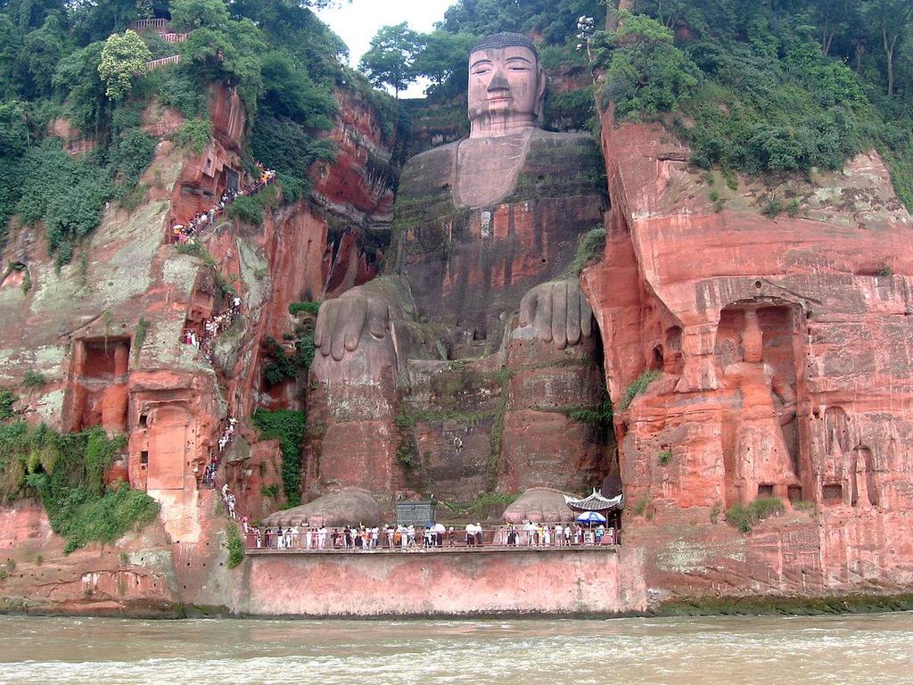 The Giant Buddha of Leshan is carved out of a cliff near Sichuan in Western China.