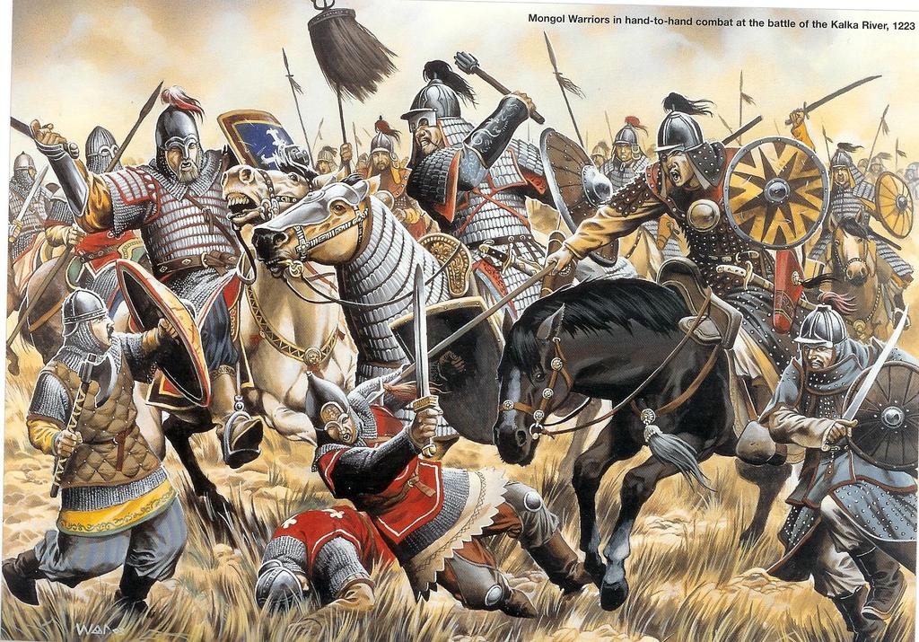 Mongols fighting the Russians at the Battle of the