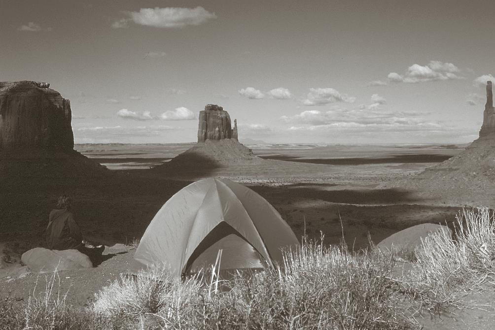 Monument Valley is part of the Navajo Land, a National Reservation maintained by the Navajo Indian Nation. It s February, and quite cold here. I am camping on a plain within the Navajo territory.