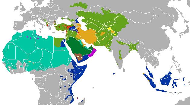 Islamic Madhabs: schools of legal thought/approach (color =