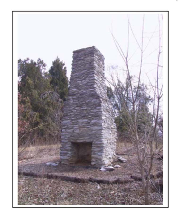 Document 1-Archaeological Investigation A limestone double flue central chimney (See Figure #3), DHR 21-550-18, the remains of a domestic (house like) structure located within the southeast corner of