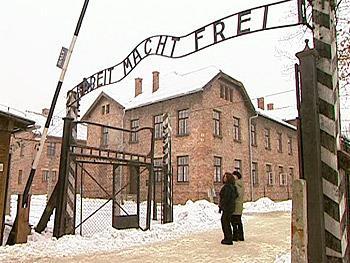 The entrance gate to Auschwitz bears the