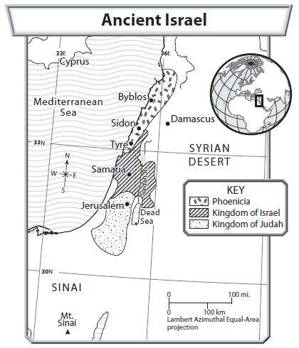 50. After looking at the early map of Israel, name three Phoenician