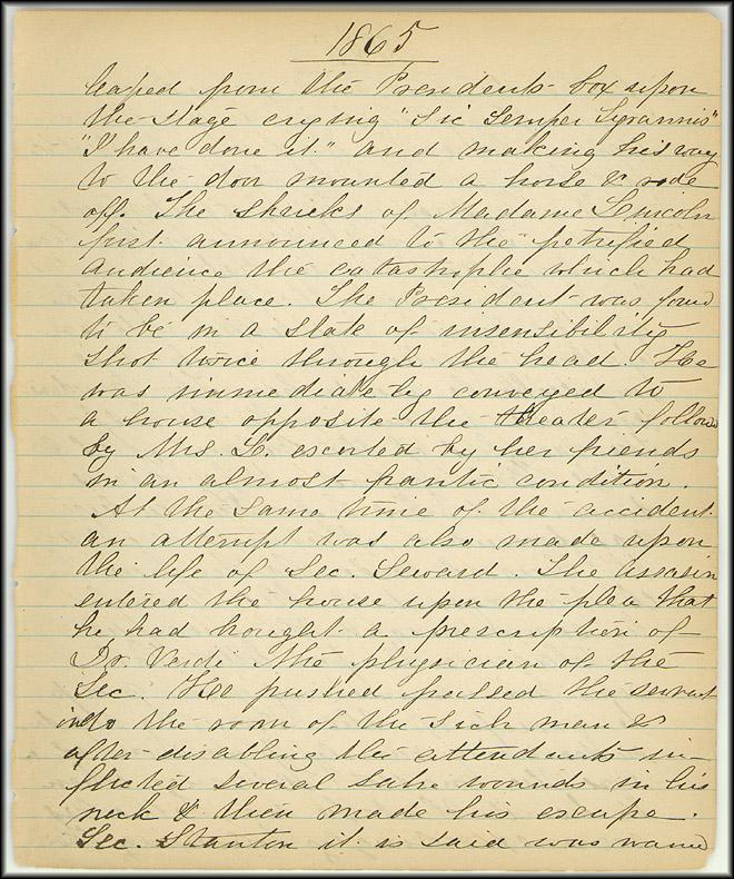 Mary Henry Diary entry for April 15, 1865, page