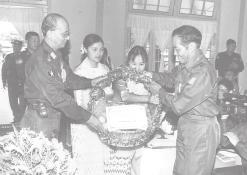 Khin Pyone Win, wife of the Commander of Central Command, Daw Khin Yi, wife of the Minister for Industry- 1, Minister for Sports Brig-Gen Thura Aye Myint, Deputy Commander Brig-Gen Tin Maung Ohn and