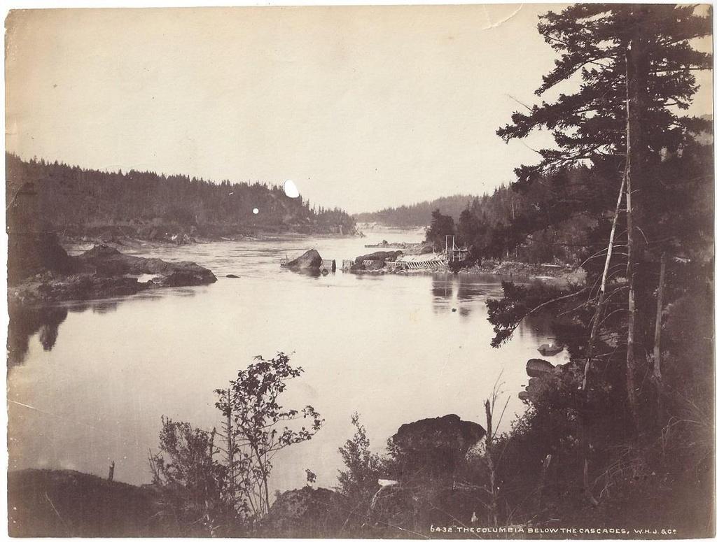 19- Jackson, William Henry. 6432. The Columbia Below the Cascades. [Denver, CO]: William Henry Jackson & Company, (c.1890). Large format albumen photograph [18 cm x 23 cm] Unmounted.