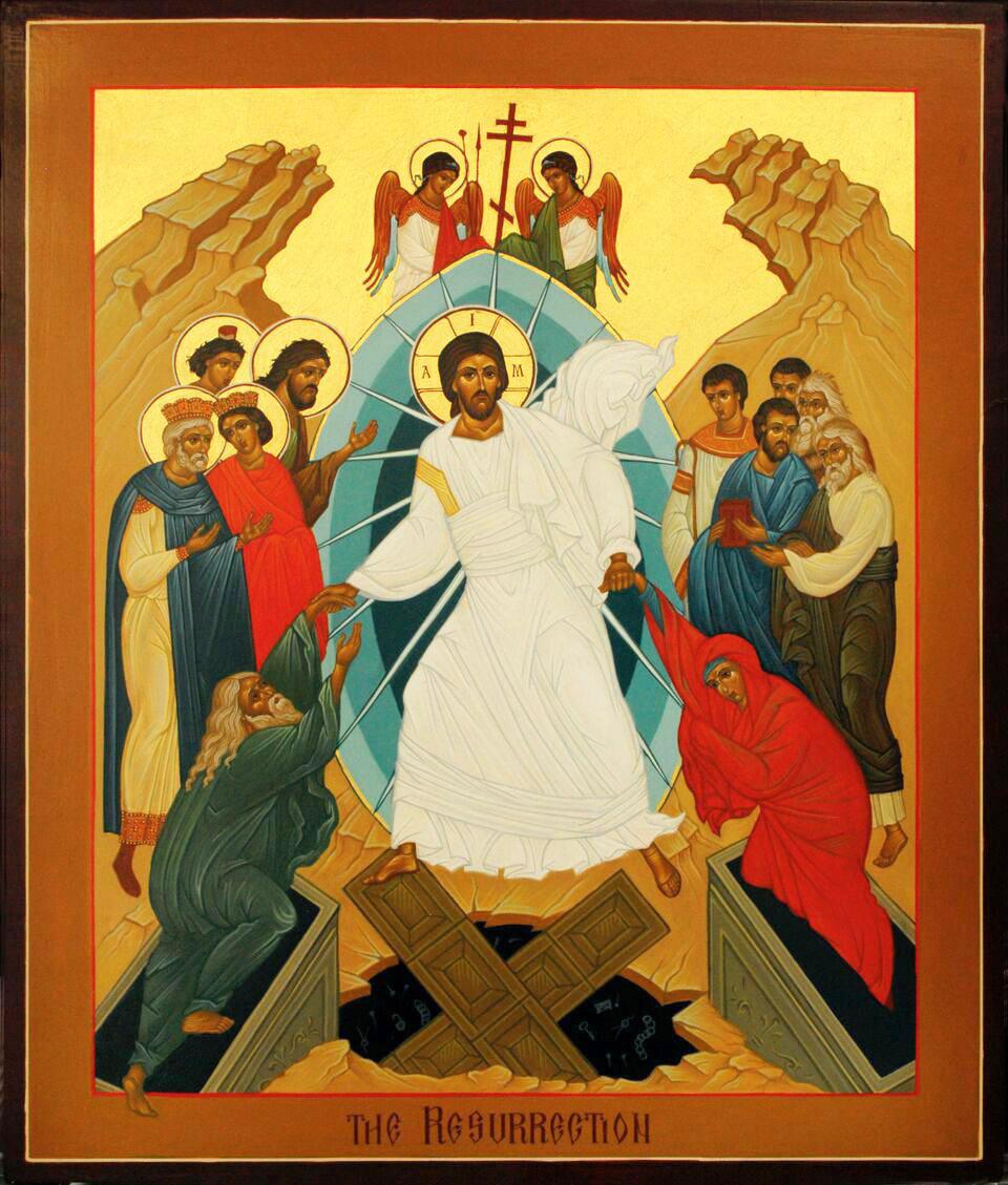 Pascha! Pascha is the day we celebrate Christ s resurrection from the dead. Christ stands on the broken doors of Hades, the place of the dead.