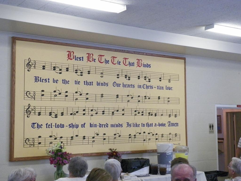 During the Brunch following the Service, we also dedicated the newly placed mural of the Hymn Blest Be the Tie That Binds, now printed on Canvas and framed to hold it