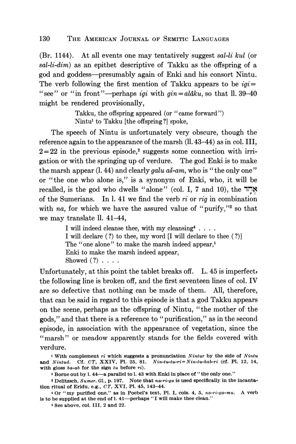 130 THE AMERICAN JOURNAL OF SEMITIC LANGUAGES (Br. 1144).