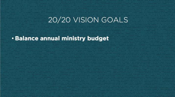That might not sound all that visionary, but our annual budget currently supports dozens of global staff around the world along with a number of global partner mission s organizations.