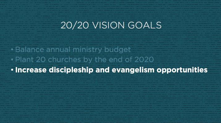 We also want to develop training and opportunities for discipleship and evangelism.
