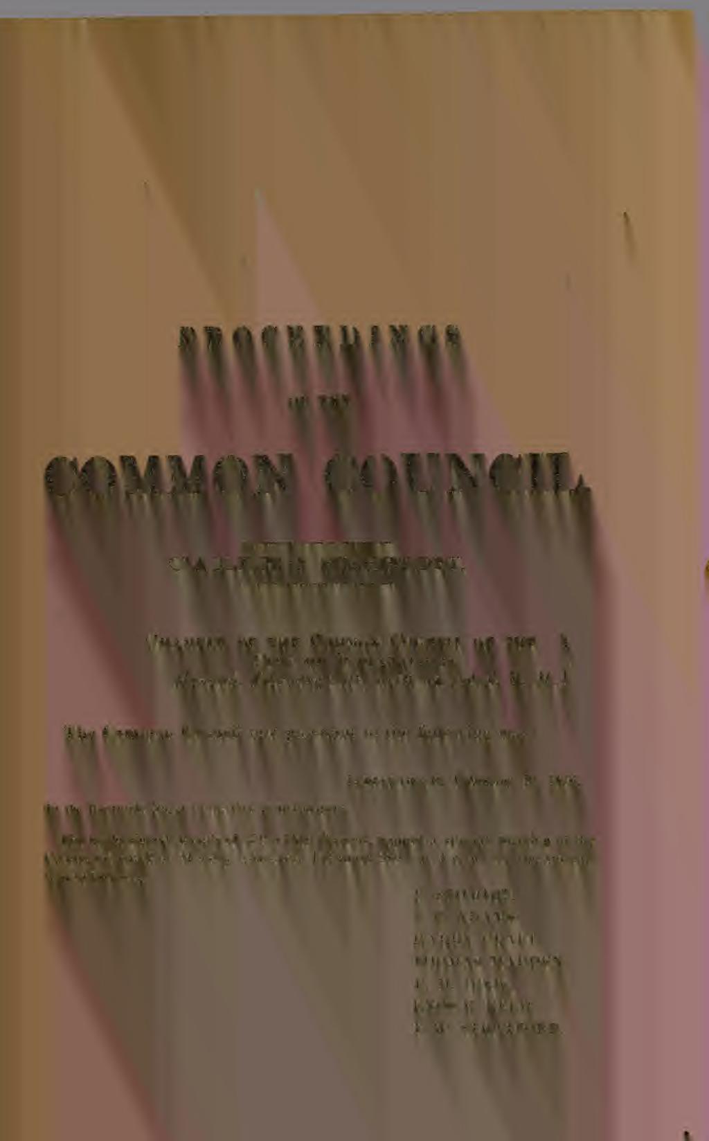 PROCEEDINGS OF THE COMMON COUNCIL. CALLED SZESSIOHST.