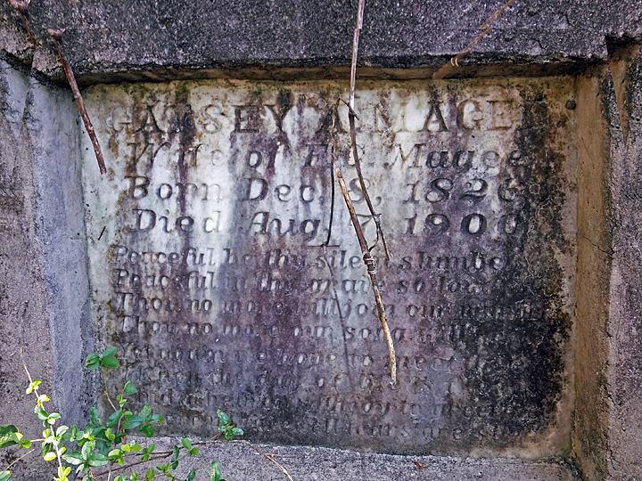 Tomb belonging to Gatsey Schmidt Magee, wife of Fleet