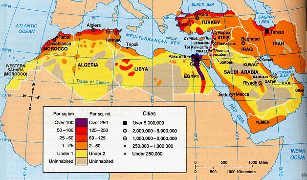 Middle East: Population Density Why is the population density so high