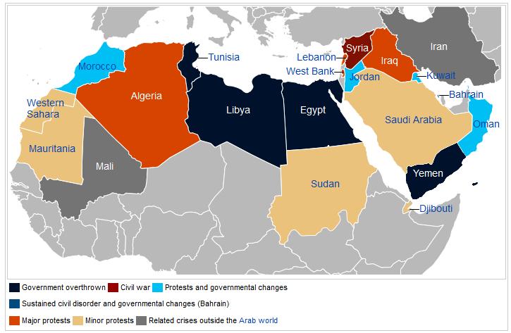 Results of the Arab Spring As of January, 2013, the