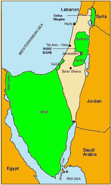 Places to Know Israel Jewish state, founded in 1948. Occupied Territories West Bank Palestinian area between Jerusalem and Jordan River, run by FATAH.