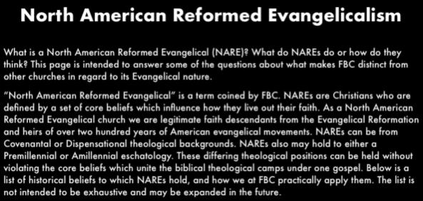 What is a North American Reformed Evangelical (NARE)? What do NARE s do or how do North American Evangelical is a term by FBC.about NAREs Christians who are they think?