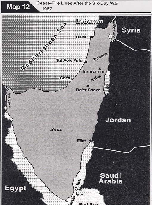 Notice that Israel now controlled the western portion of Jerusalem.