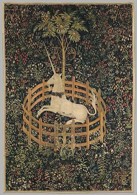 Figure 3 The Unicorn in Captivity (from the Unicorn Tapestries), 1495-1505, Wool warp with wool