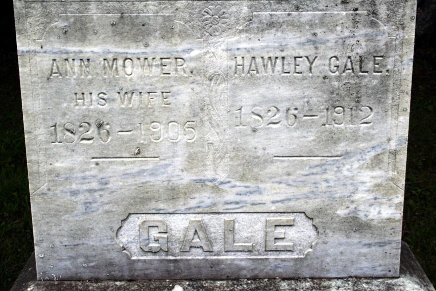 7 Two children of Isaac and Sally are at West Hill, Hawley and Lorinda. Lorinda marred Denison Mower and rests in the Mower lot.