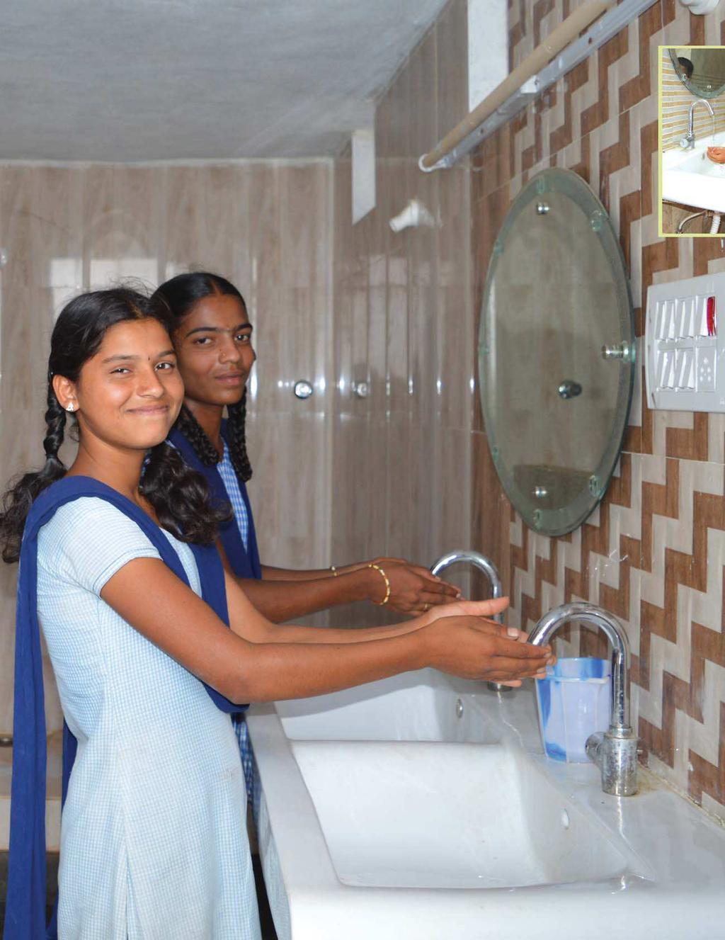 Sanitation We didn t have toilet facility in our school. Girls were embarrassed to use outdoor Aurobindo Pharma has intervened by constructing modern well facilitated toilets.