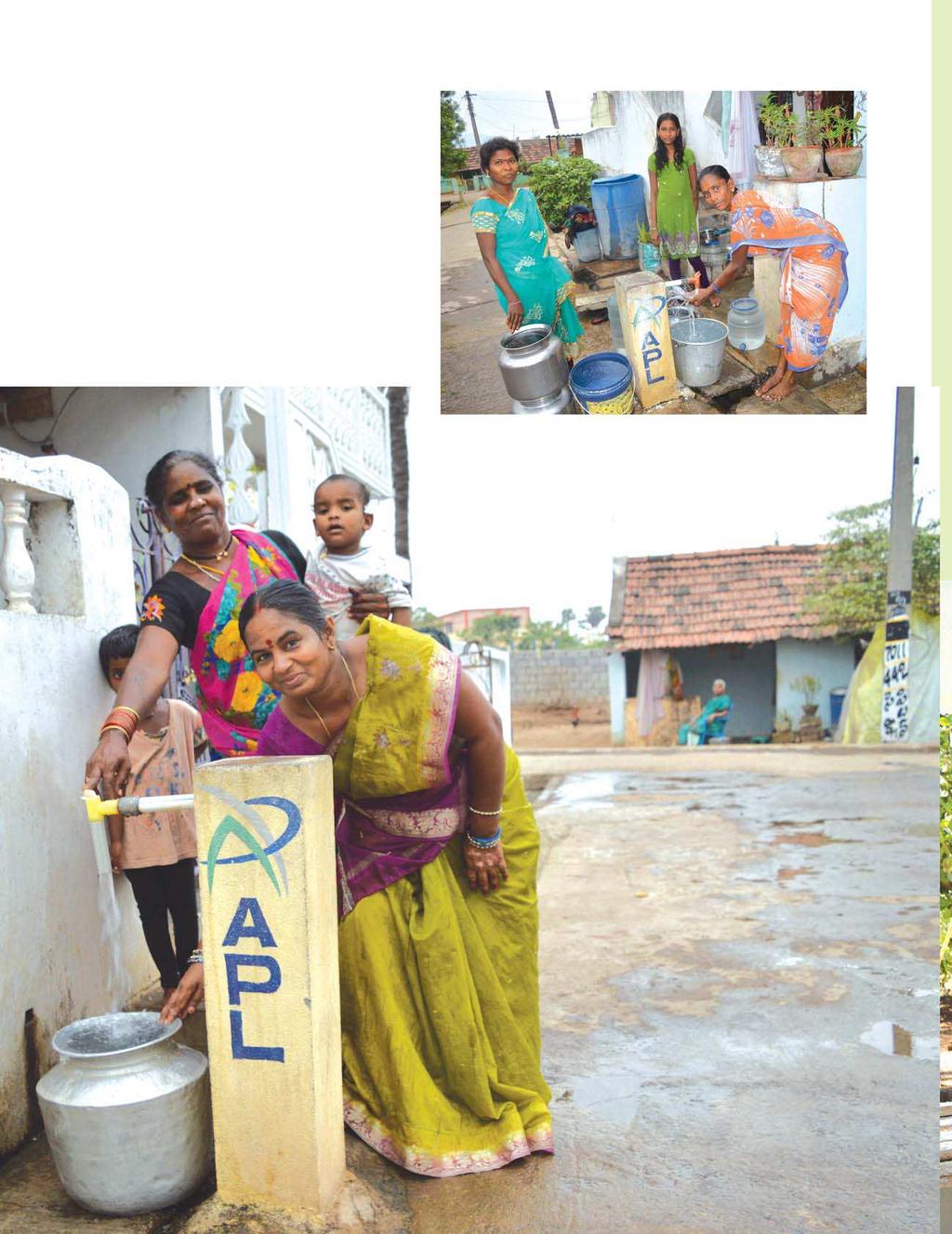 Water through pipelines Our villagers suffered due to shortage of drinking water. Aurobindo Pharma is helping us with pipelines that supply purified drinking water through taps.