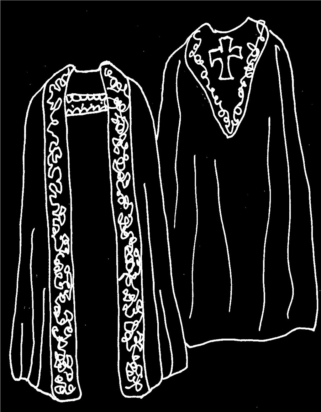 The cope can be quite plain or very ornate it s up to the bishop who wears it. Which would you like?