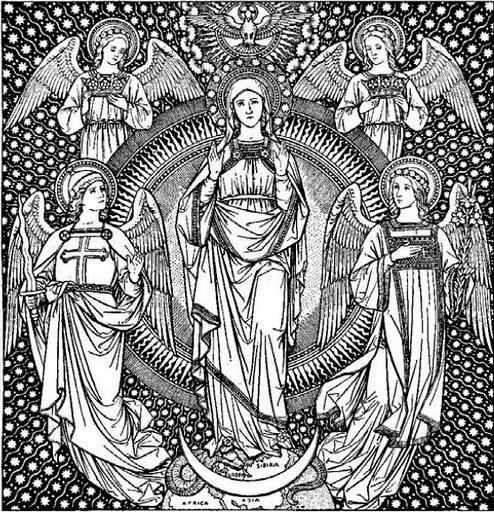 Marian antiphon All sing after the asterisk Hail, Queen of heaven, * hail Lady of the angels: Hail root and gate, from which the