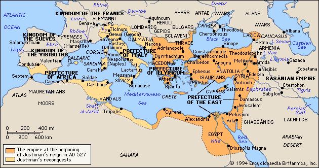 Byzantine Empire from 527 to 565 A