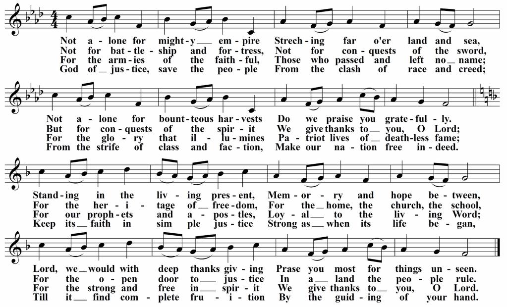 OPENING HYMN Not Alone for Mighty Empire LBW 437 GREETING The grace of our Lord Jesus Christ, the love of God, and the communion of the Holy Spirit be with you all. And also with you.