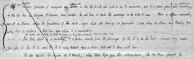 BYU Studies Quarterly, Vol. 52, Iss. 3 [2013], Art. 2 Textual Development of D&C 130:22 V 15 Figure 2. Detail from page 11 of the draft manuscript of the History of the Church.