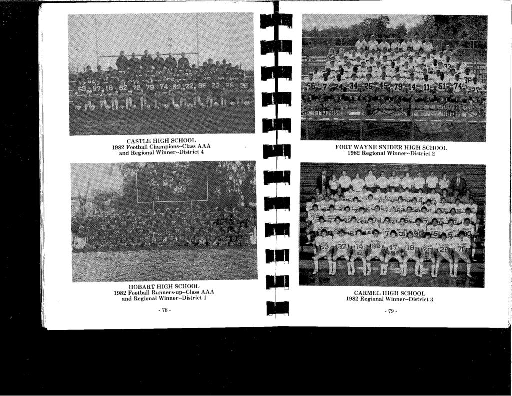 CASTLE HIGH SCHOOL 1982 Football Champions--Class AAA and Regional Winner--District 4 FORT WAYNE SNIDER HIGH SCHOOL 1982 Regional Winner--District 2