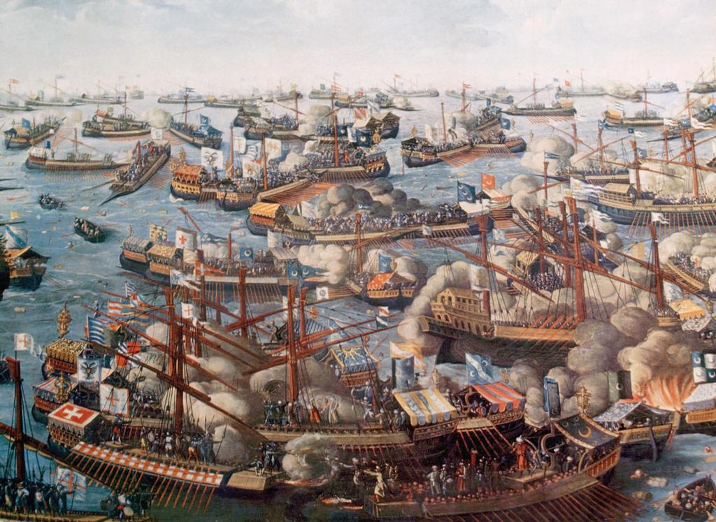 Figure 22.4 The clash of the galley fleets at Lepanto was one of the greatest sea battles in history.