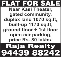 Ph: 99400 35874. WEST MAMBALAM, Arya Gowda Road, next to Indian Bank, shop space sale, 265 sq.ft basement, UDS 111 sq.ft, 10 years old. Contact: Sai. Ph: 98843 42126, 81442 26866. T.