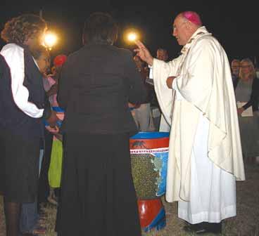 A large congregation was present at the Old St Mary s School Grounds in Broome, as visiting priests from Ireland and other parts of Australia concelebrated Mass with Bishop Saunders on the evening of