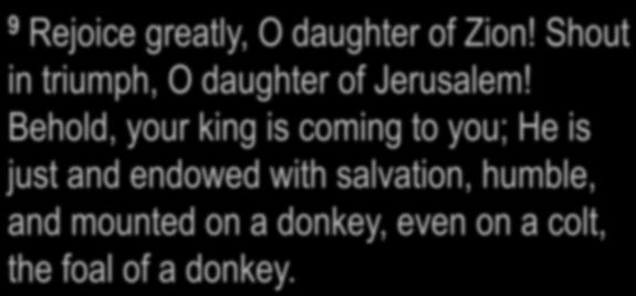 Zechariah 9:9 9 Rejoice greatly, O daughter of Zion!