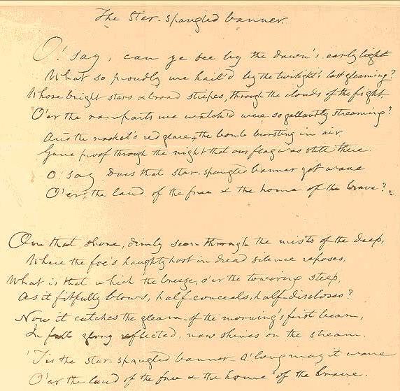 The Star- Spangled Banner, written in
