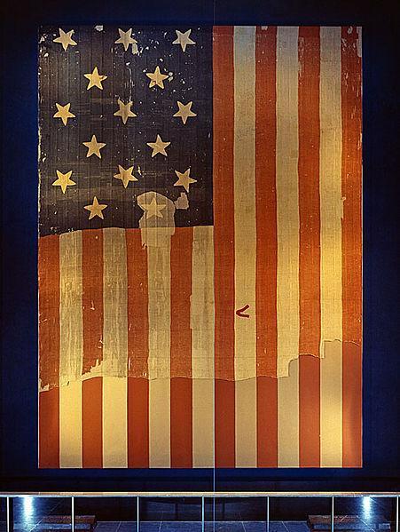 The original Star- Spangled Banner, on display in 1964 The