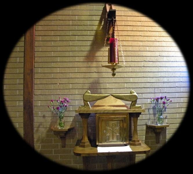 Tabernacle the reservation of the Eucharist is placed in the tabernacle in our chapel where we have Adoration and Benediction, and where parishioners come to give thanks and praise for Christ s