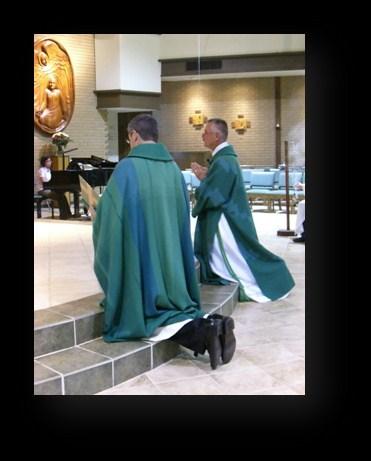 Under these garments both priests and deacons wear an alb.