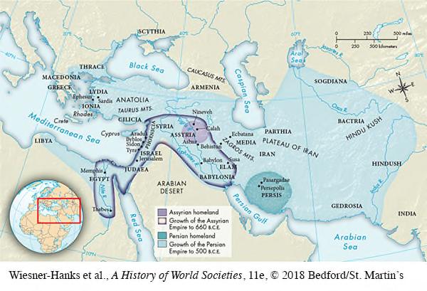 31. According to Map 2.3, The Assyrian and Persian Em
