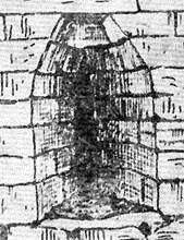 round hole in the center with altarniches located on the same vertical.