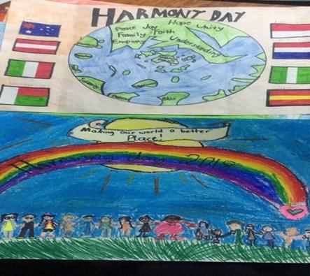 You can get to learn and play new games, or find out what the games you play are called in other countries. The grade 4 students designed posters for Harmony Day.