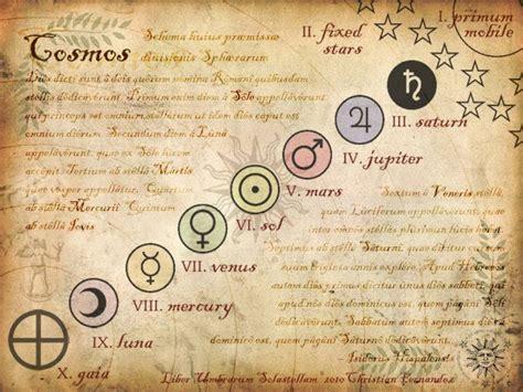 Here are their cosmic symbols: Bottom to top: X. gaia/mother earth/ashtaroth, IX. Luna/Monday, VIII. Mercury/Wednesday, VII. Venus/Friday, VI.