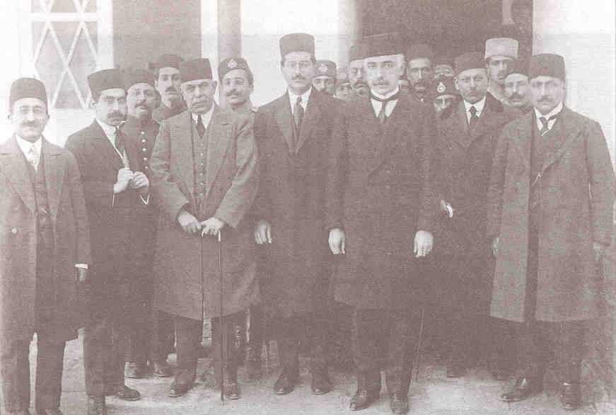 Vosuq al-dowleh Government: Prince Firuz Nosratdoleh (second from the left) Appointed Minister of Foreign Affairs in 1919, he accompanied Ahmad Shah on